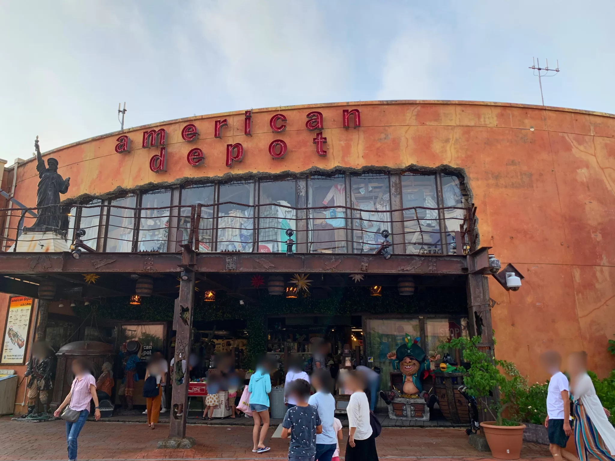 Depot Island's pastel buildings and open-air walkways
