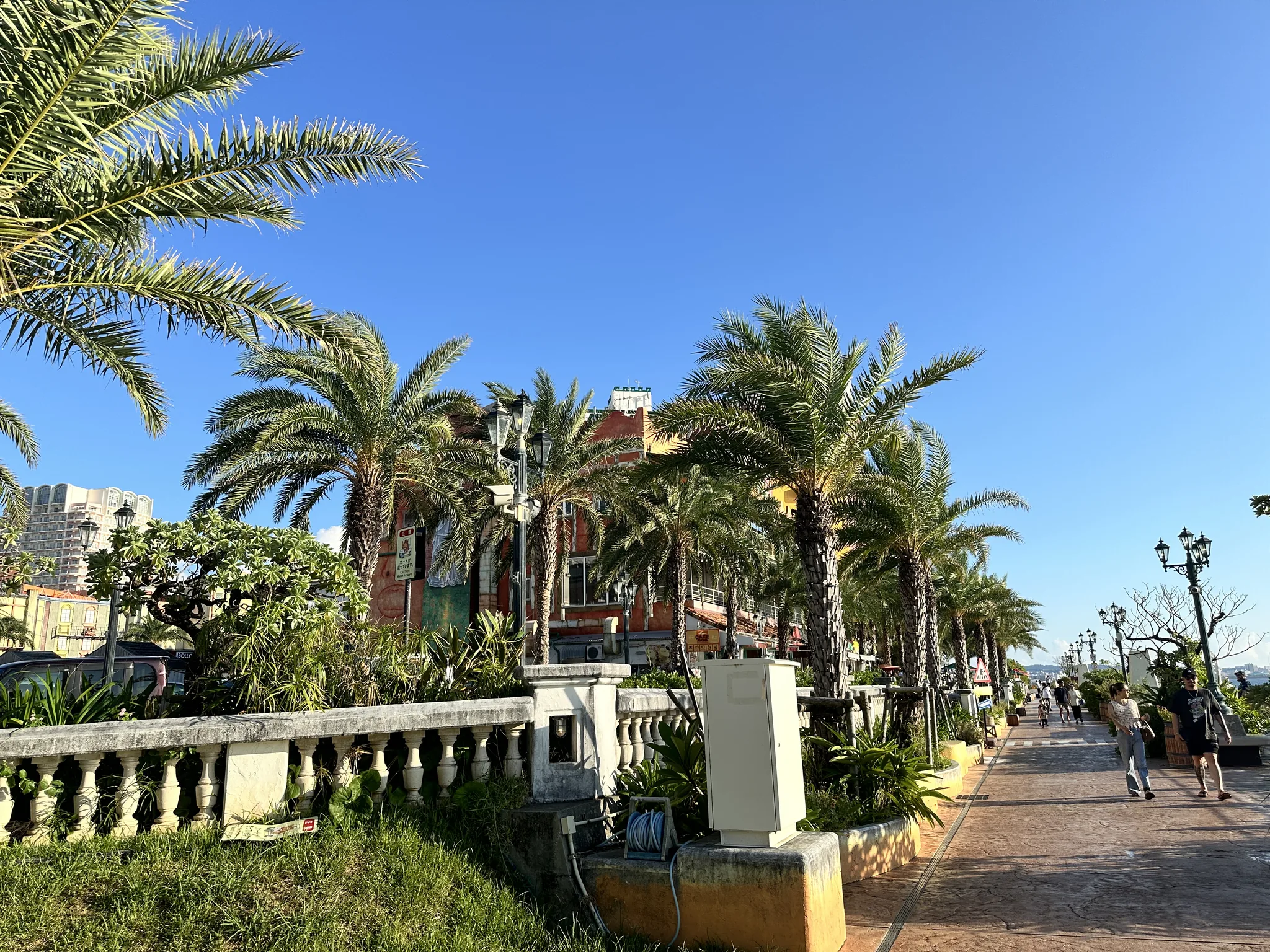 The palm walkway through Depot Island in Chatan